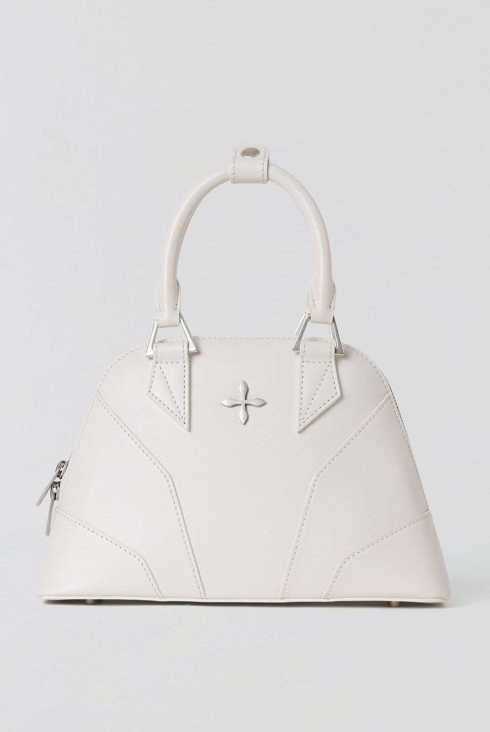 SMFK Medium Leather Shell Bag in White