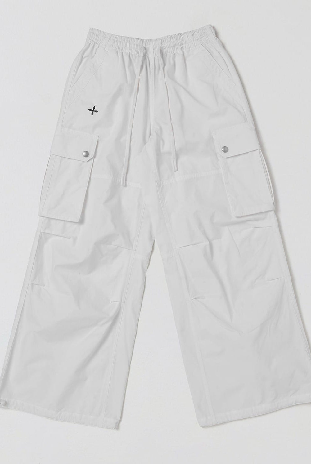 SMFK Garment Dyed Drawstring Cargo Pants in White