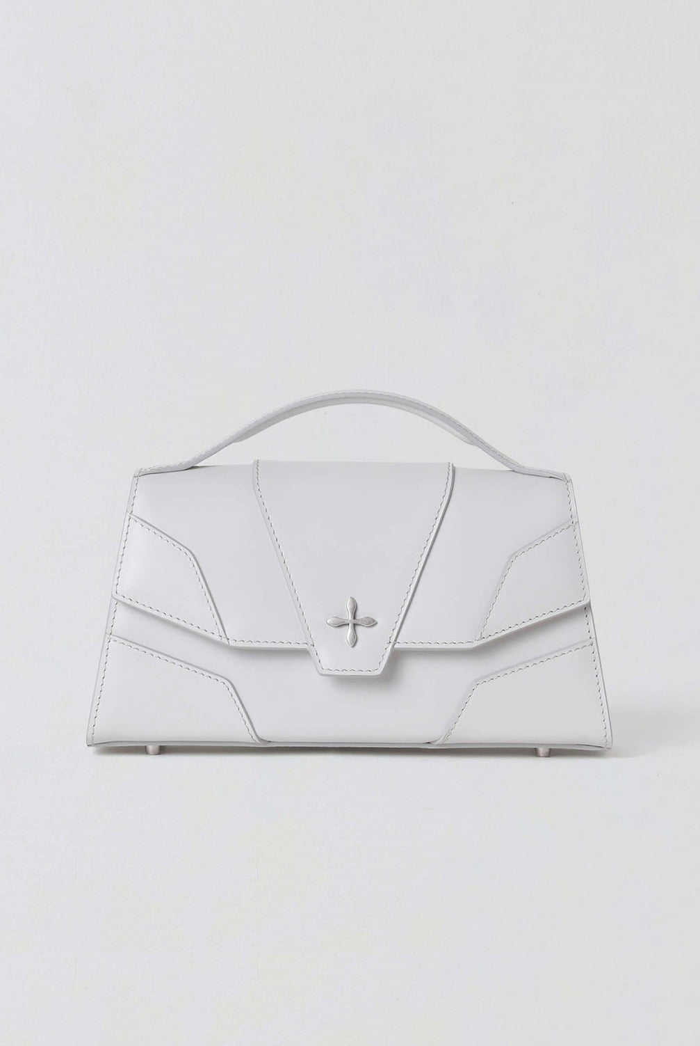 SMFK Geometric Leather Evening Clutch in White