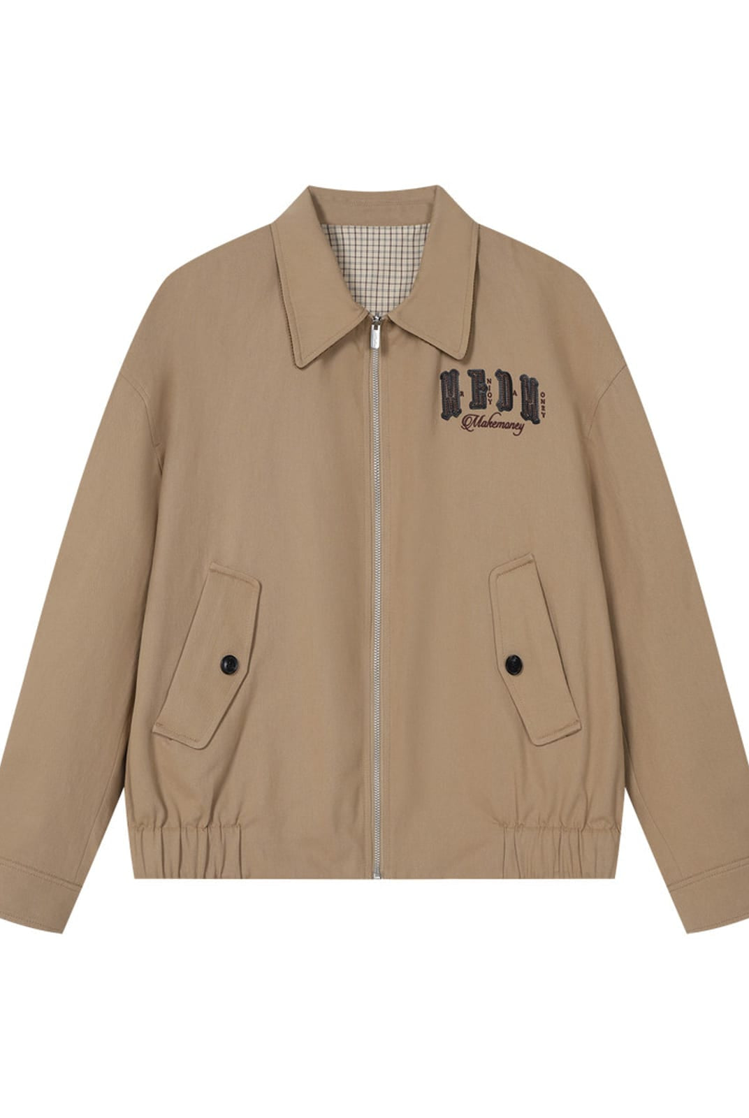 MEDM Reversible Cotton Zip Up Barn Jacket in Beige