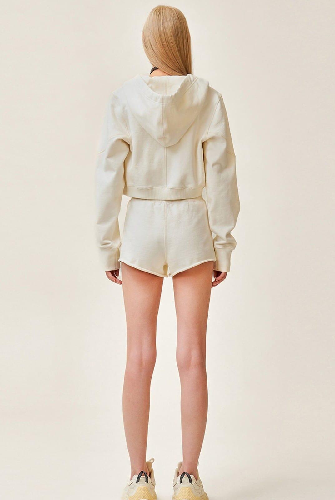 SMFK Low Rise Ribbed Cotton Shorts in White - On Model