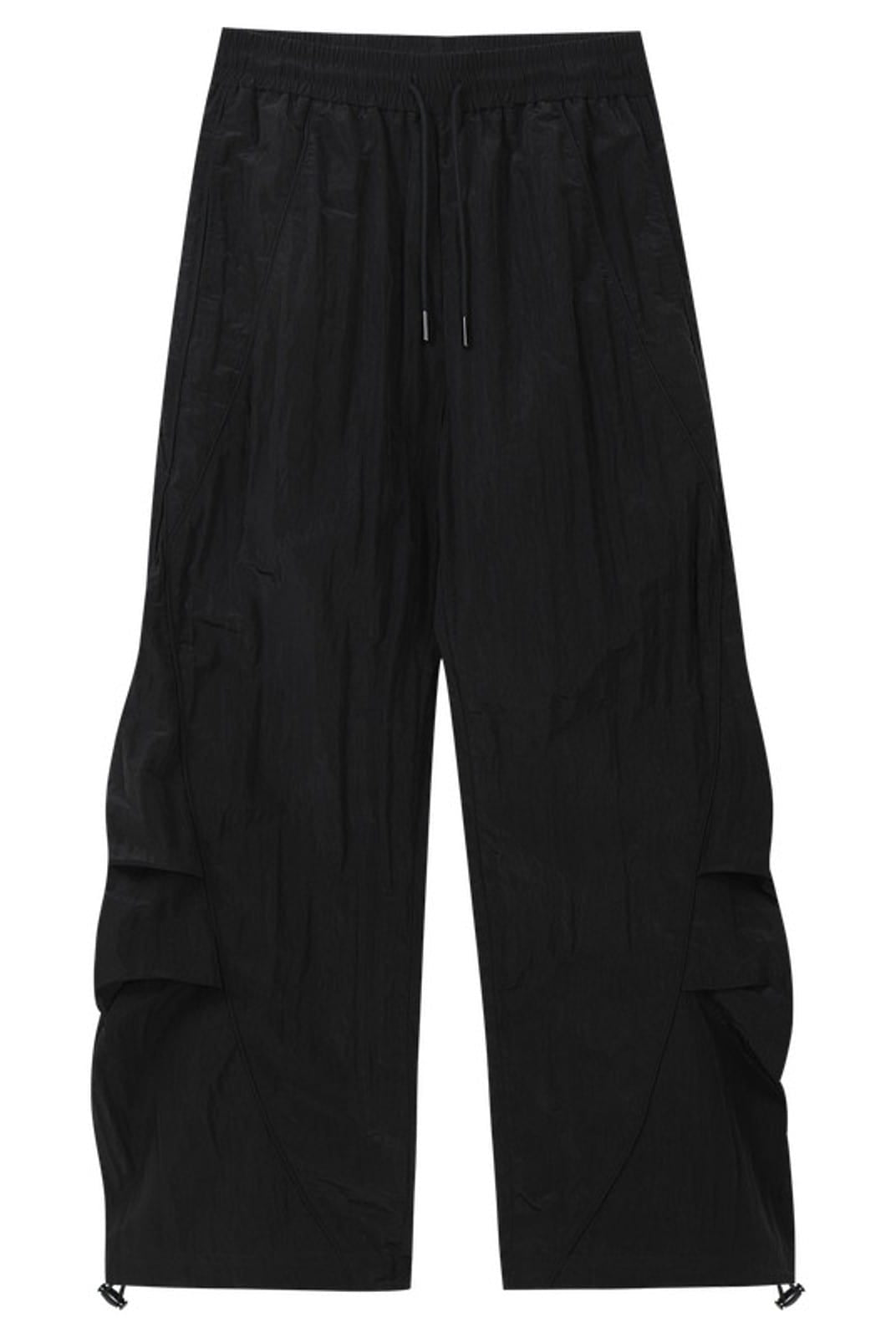 MEDM Glossy Piped Techwear Track Pants in Black