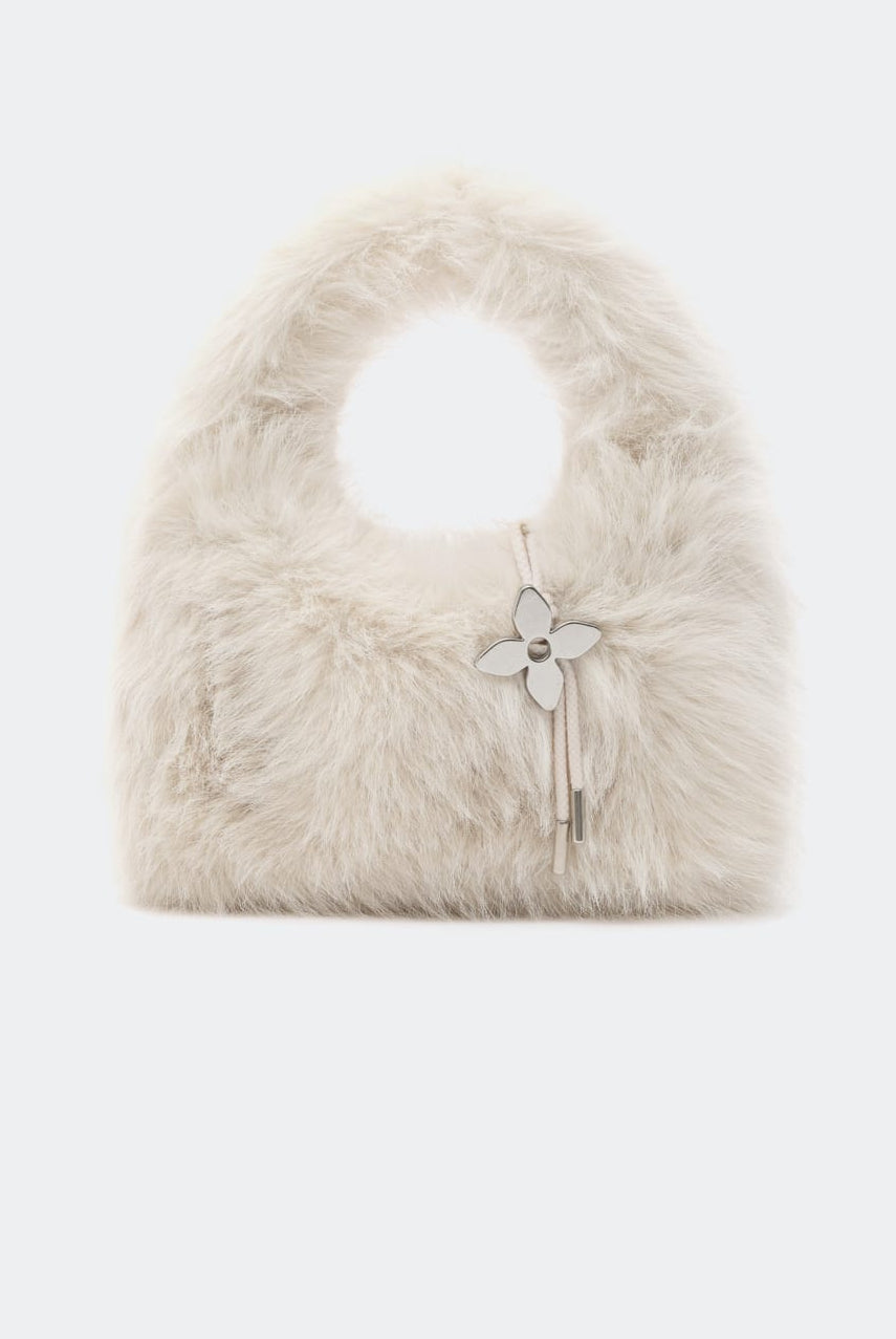 SMFK Plush Mini Handbag in White