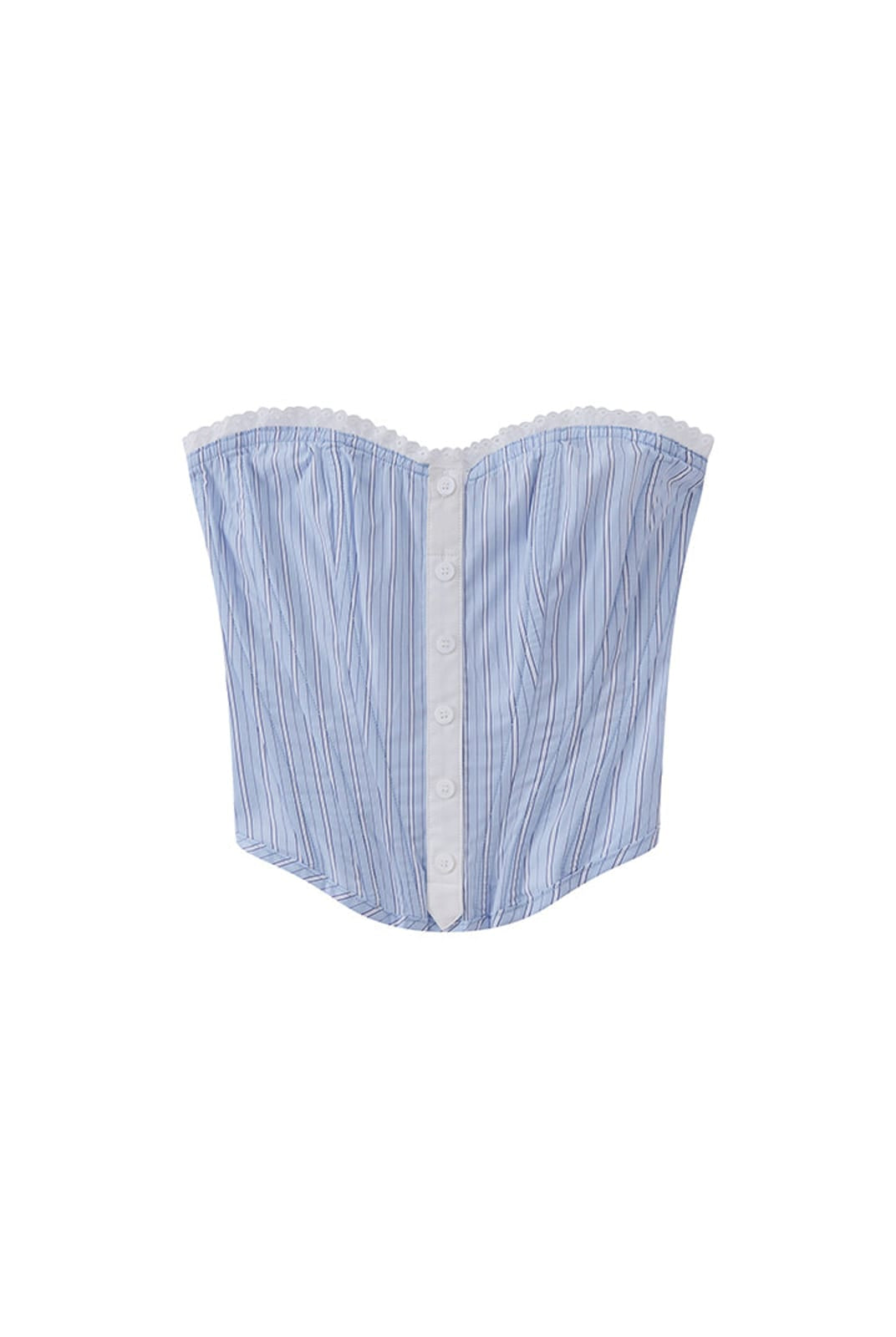 SweetChilling Striped Strapless Corset Top in Blue