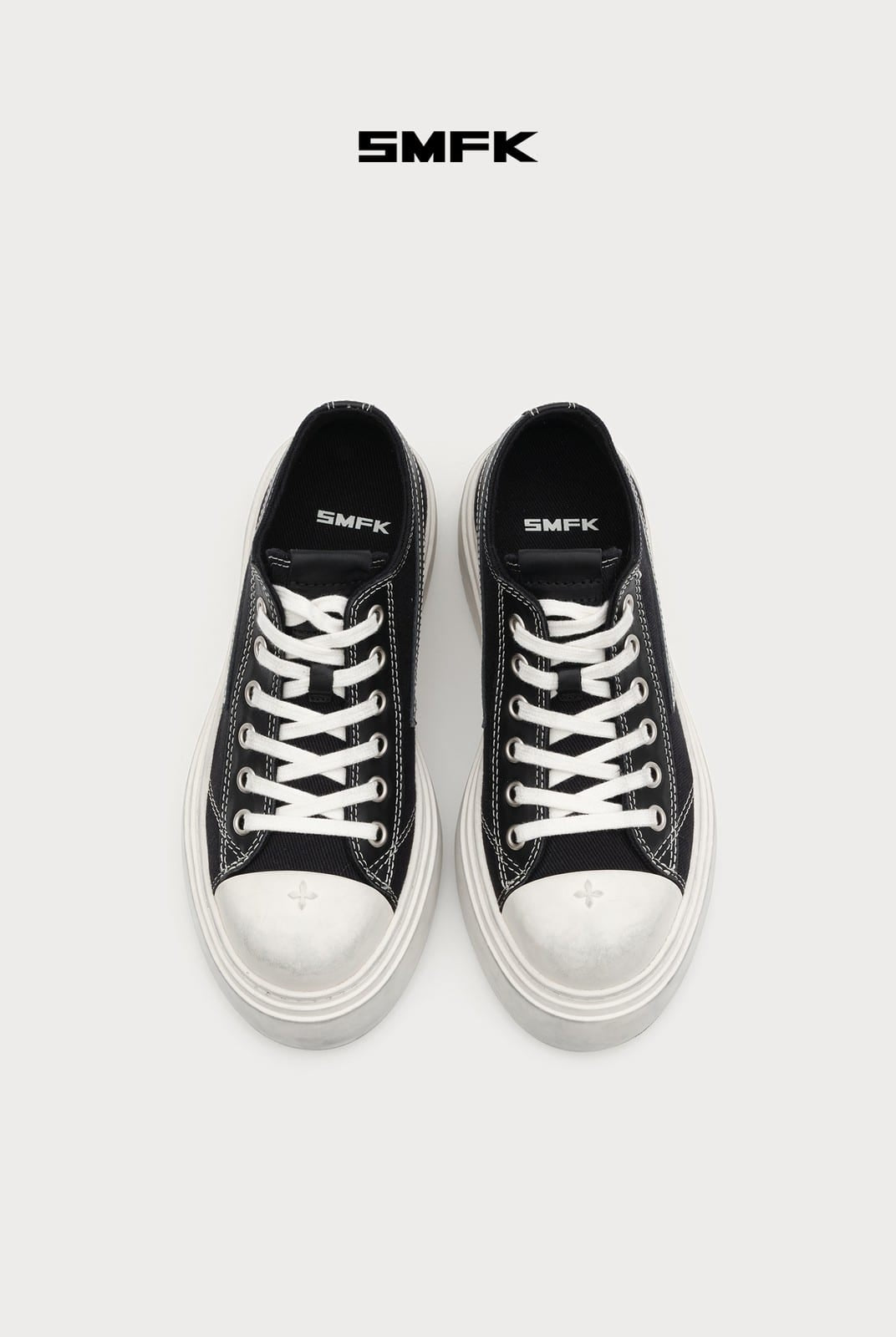 SMFK Distressed Canvas Skate Sneakers in Black