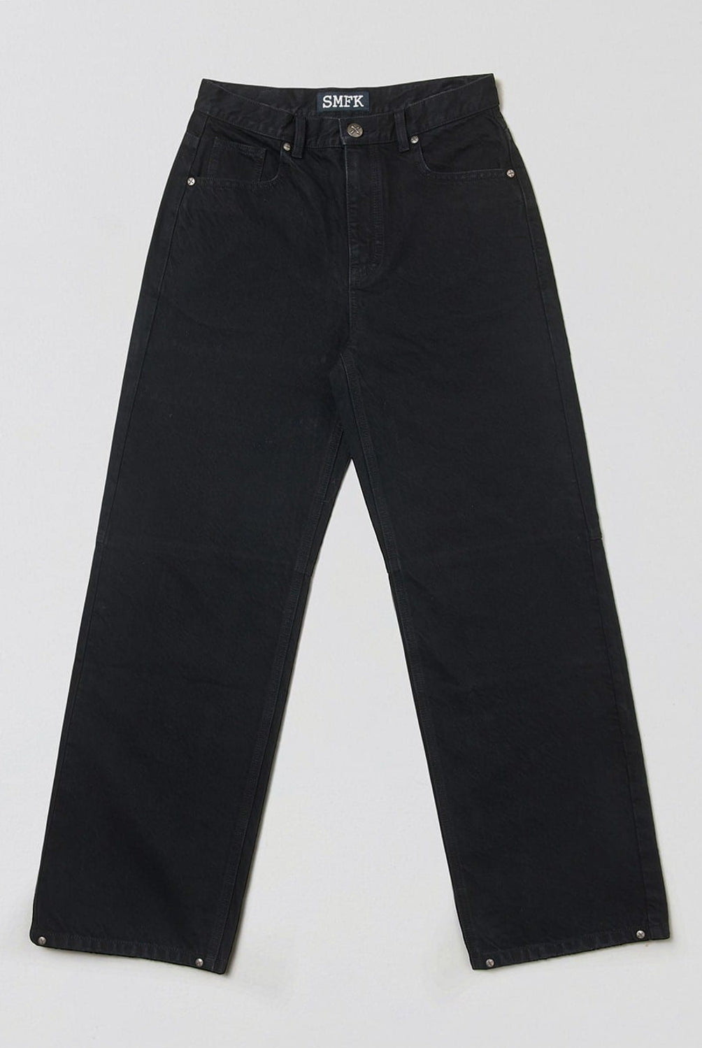 SMFK Washed Wide Leg Denim Jeans in Black