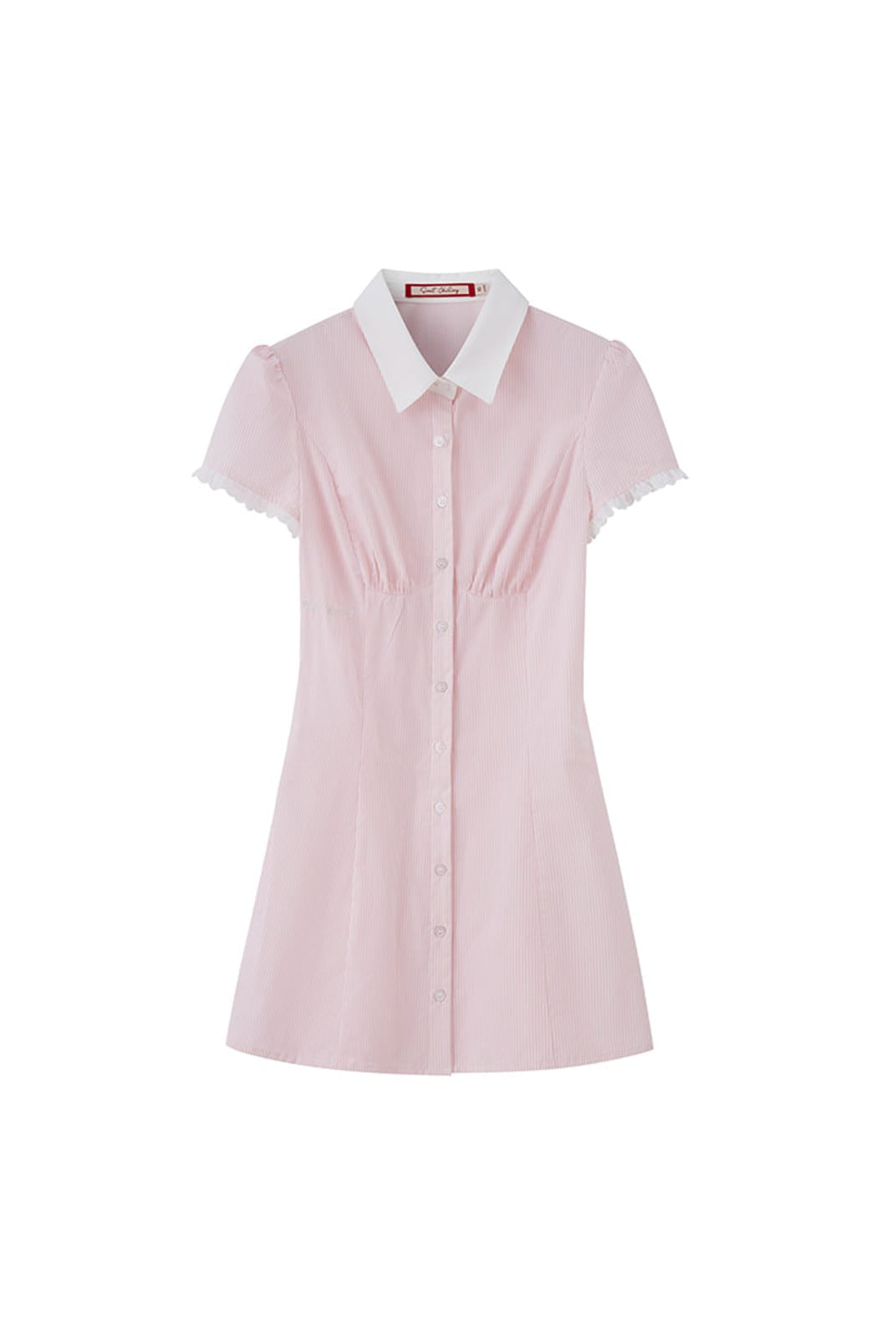 SweetChilling Fitted Cotton Blend Shirt Dress in Pink