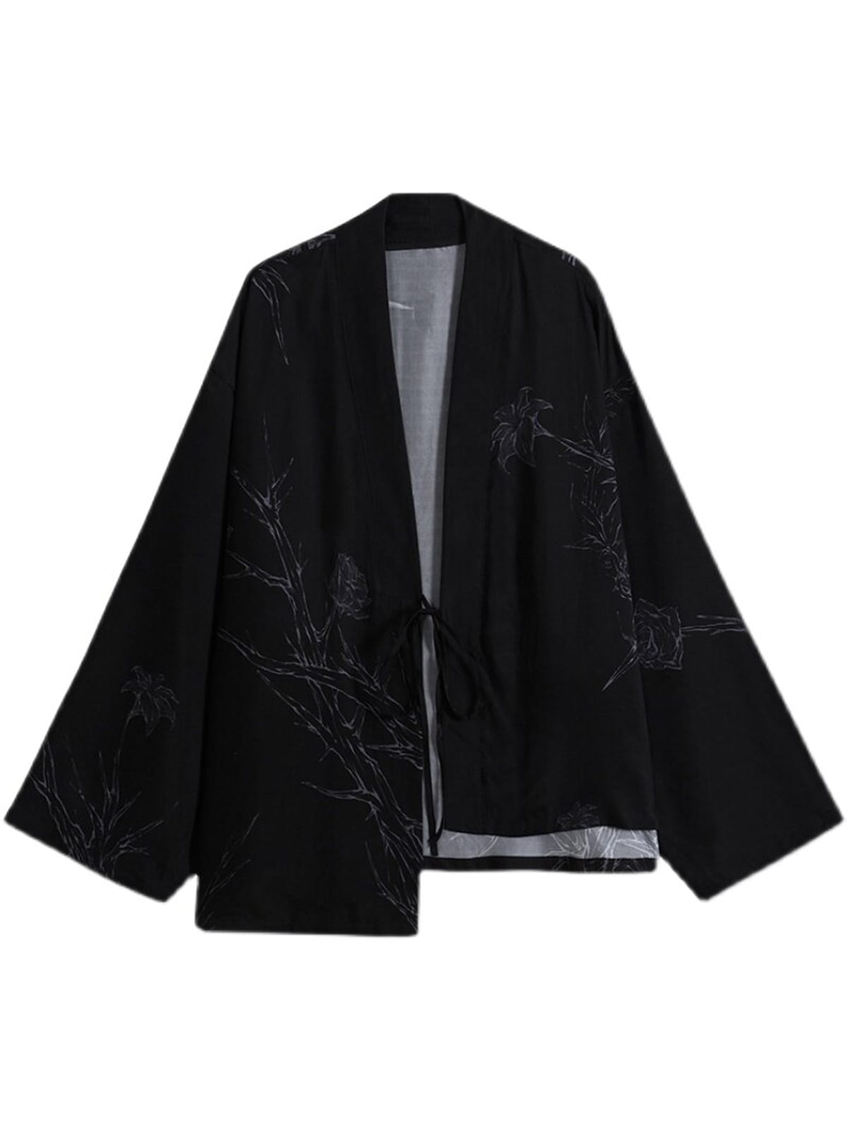 D5ove Graphic Print Kimono Jacket in Black