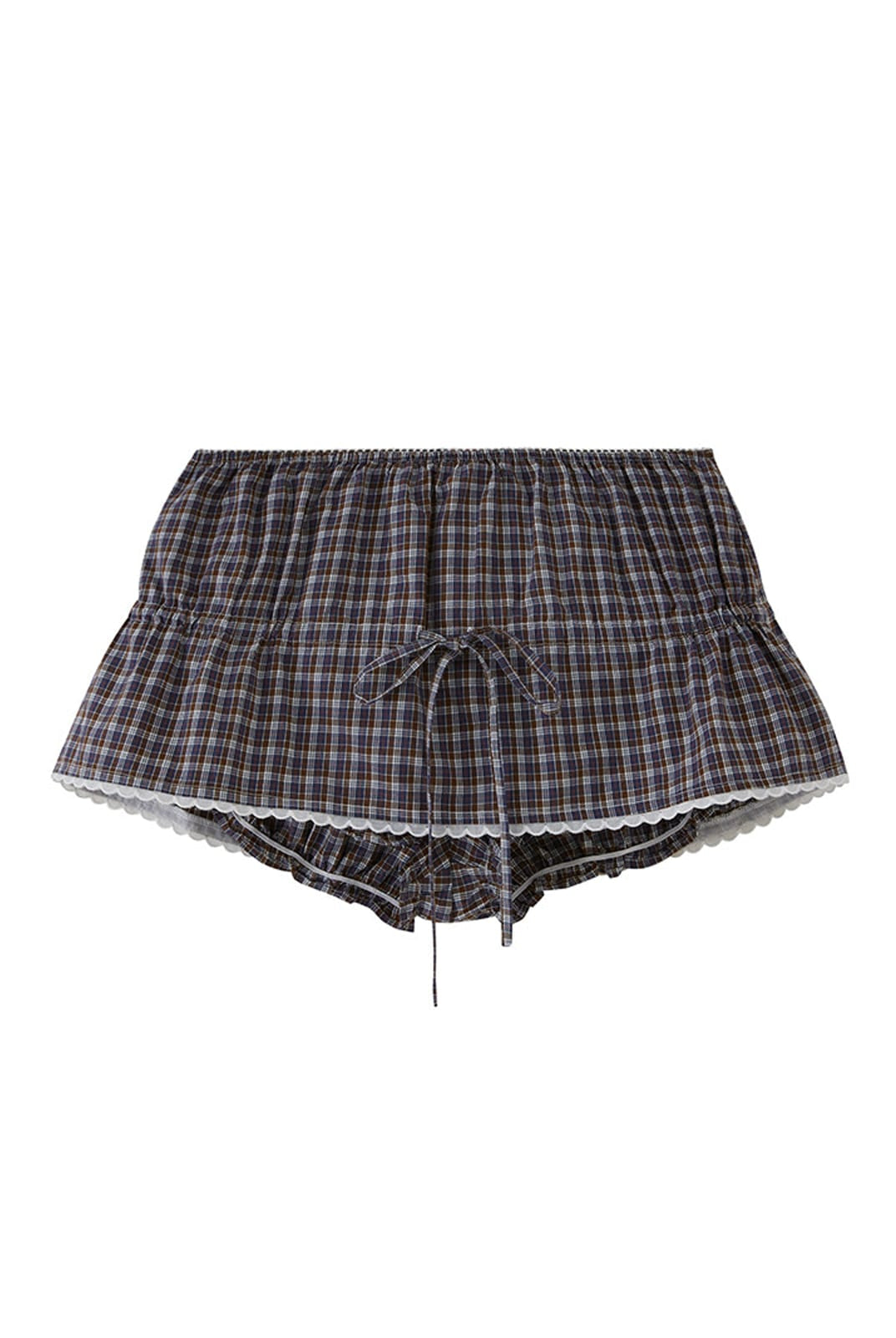 SweetChilling Drawstring Ruffled Mini Skirt in Brown