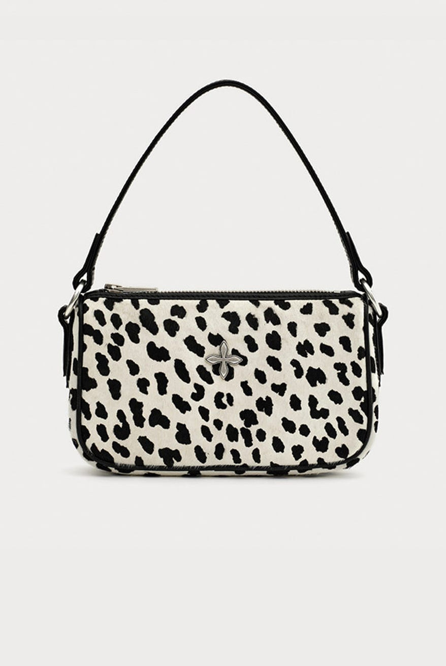SMFK Cross Badge Leather Shoulder Bag in White