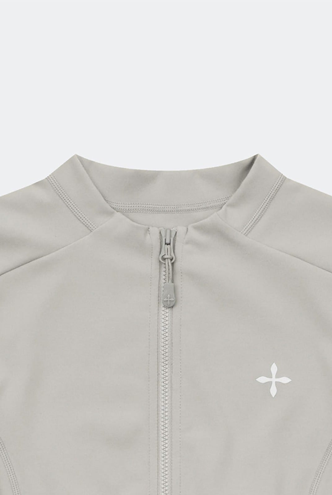 SMFK Zip Front Cropped Activewear Jacket in Gray - Detail
