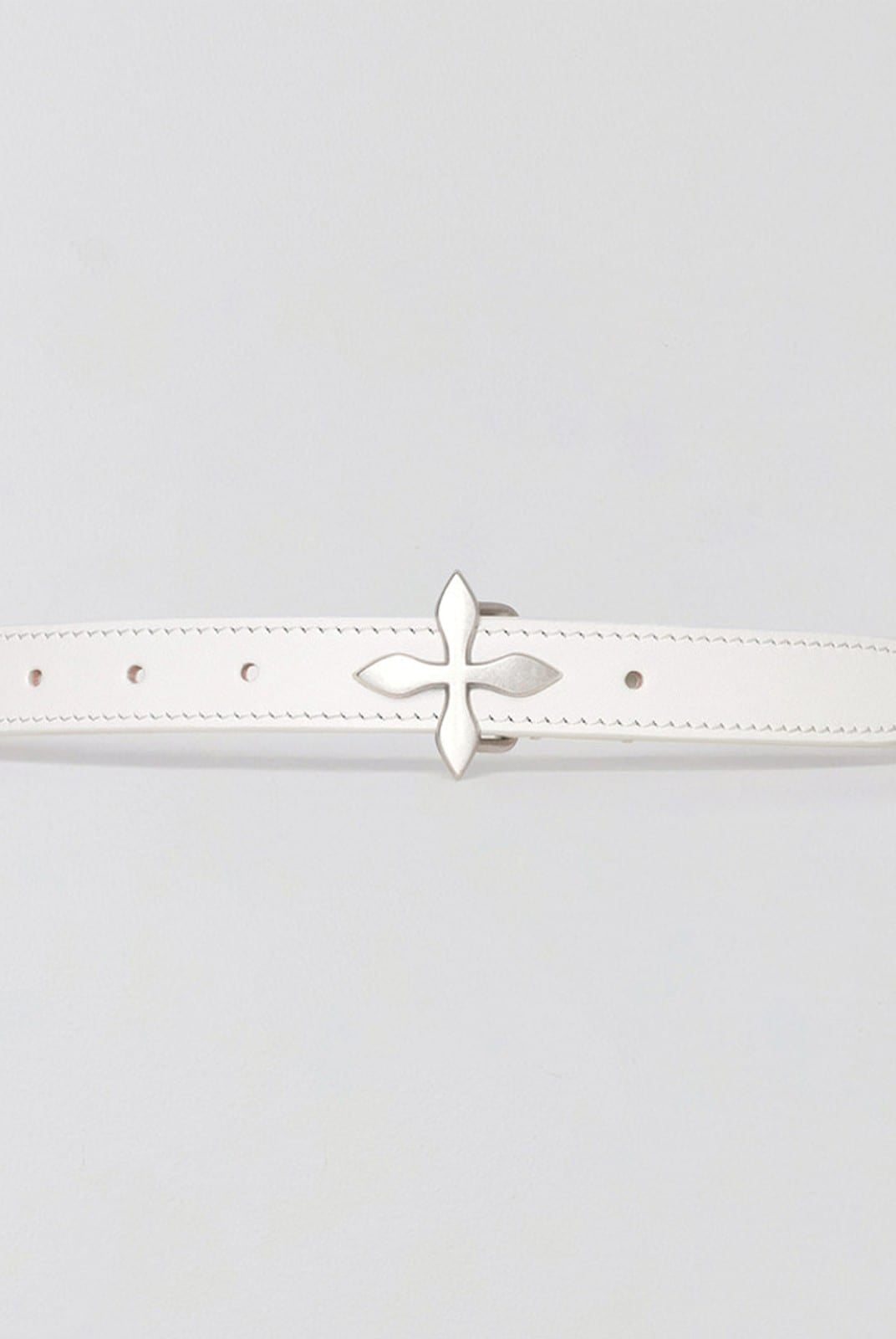 SMFK Thin Leather Cross Buckle Belt in White