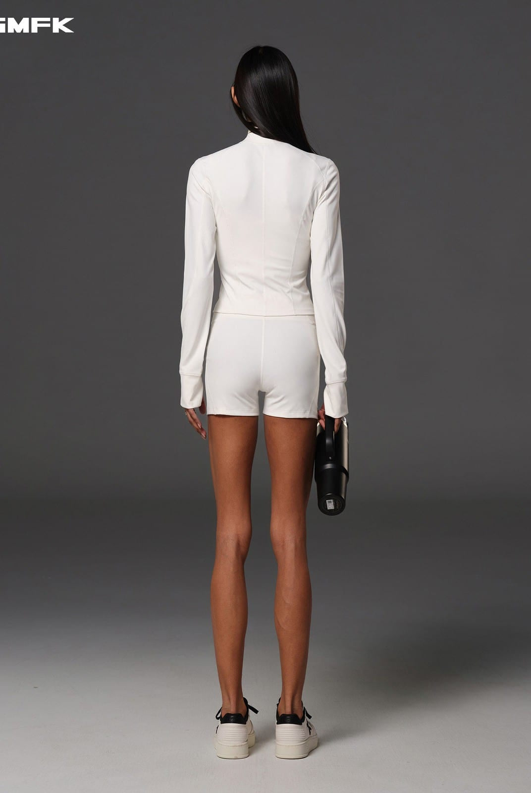 SMFK Lightweight Zip Up Fitness Jacket in White - On Model