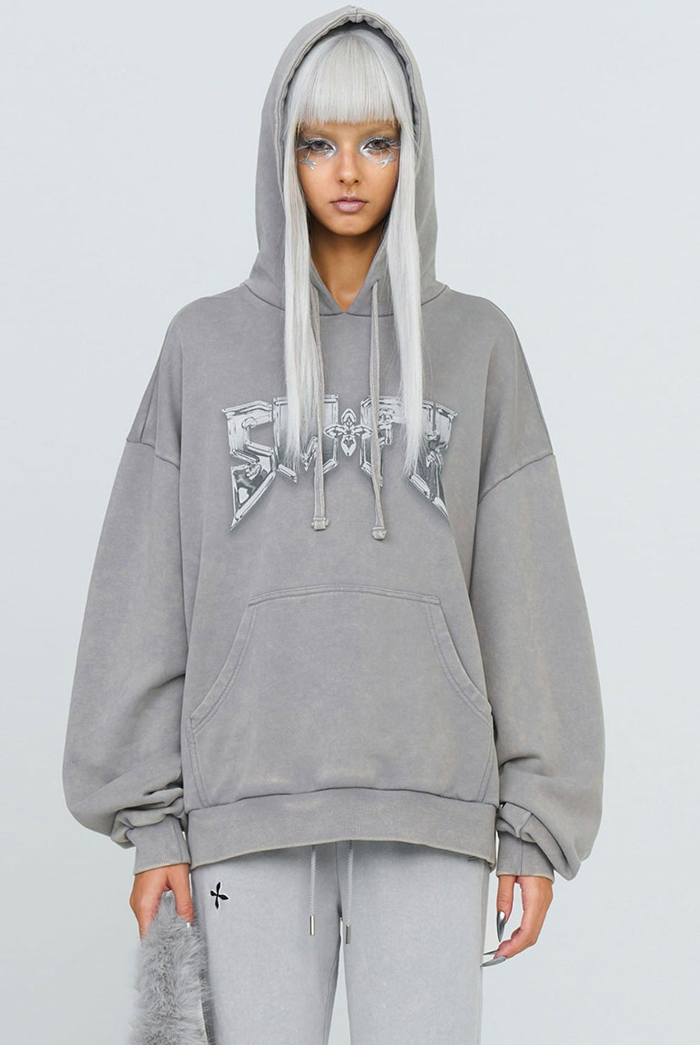 SMFK Cotton Flared Sweatpants in Gray - On Female Model