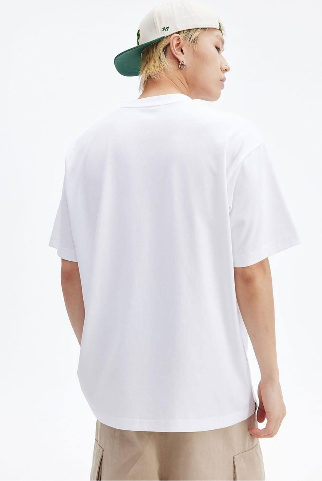 MEDM Cooling Cotton Blend T Shirt in White - On Male Model
