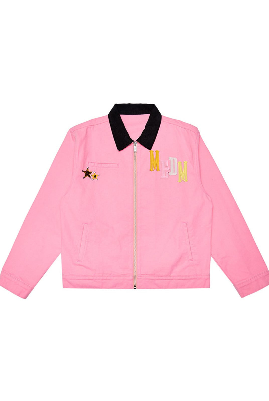 MEDM Leather Paneled Cotton Detroit Jacket in Pink