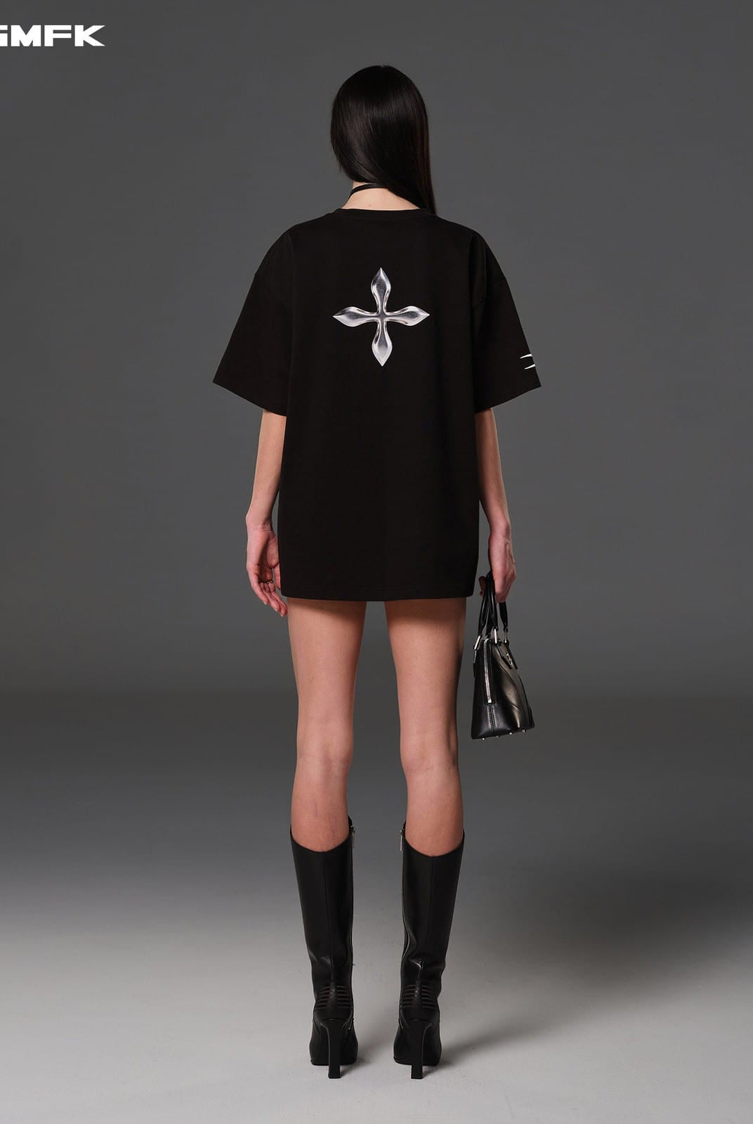 SMFK Heavyweight Cotton Horse Print T Shirt in Black - On Model