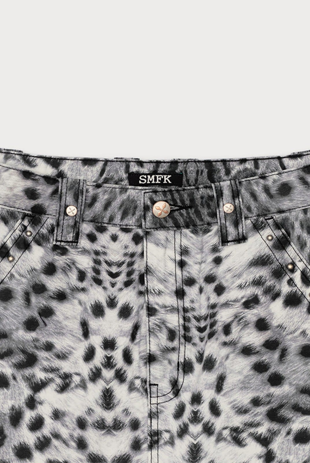 SMFK Studded Cotton Miniskirt in White - Detail