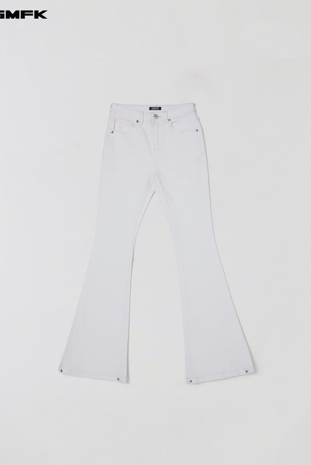SMFK Stretch Cotton Blend Flared Jeans in White