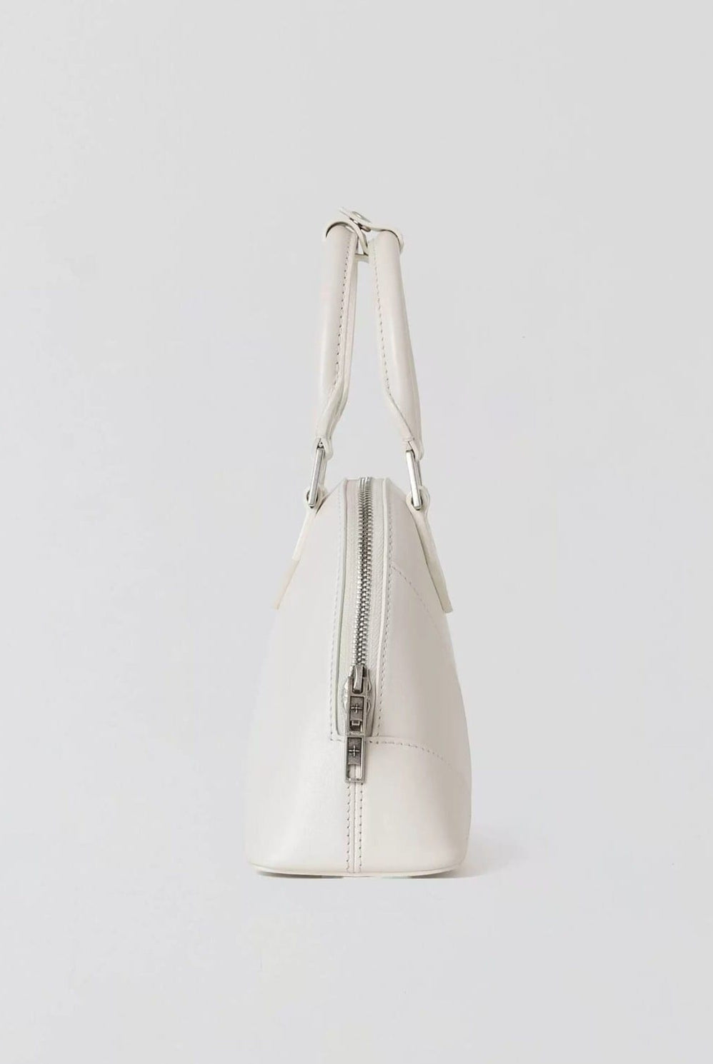 SMFK Medium Leather Shell Bag in White