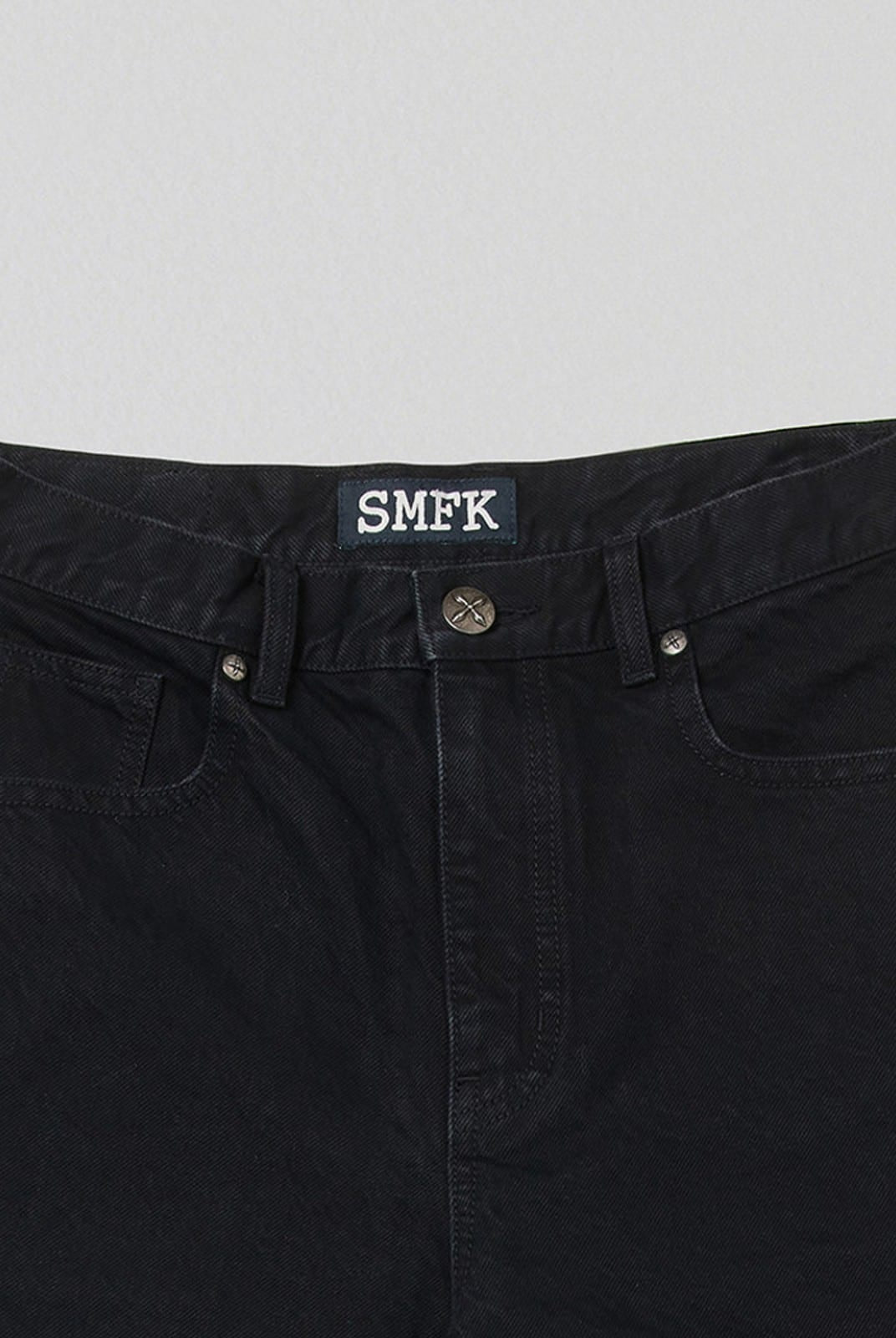 SMFK Washed Wide Leg Denim Jeans in Black - Detail
