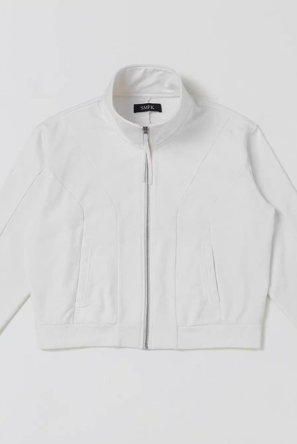 SMFK Cotton Zip Up Track Jacket in White