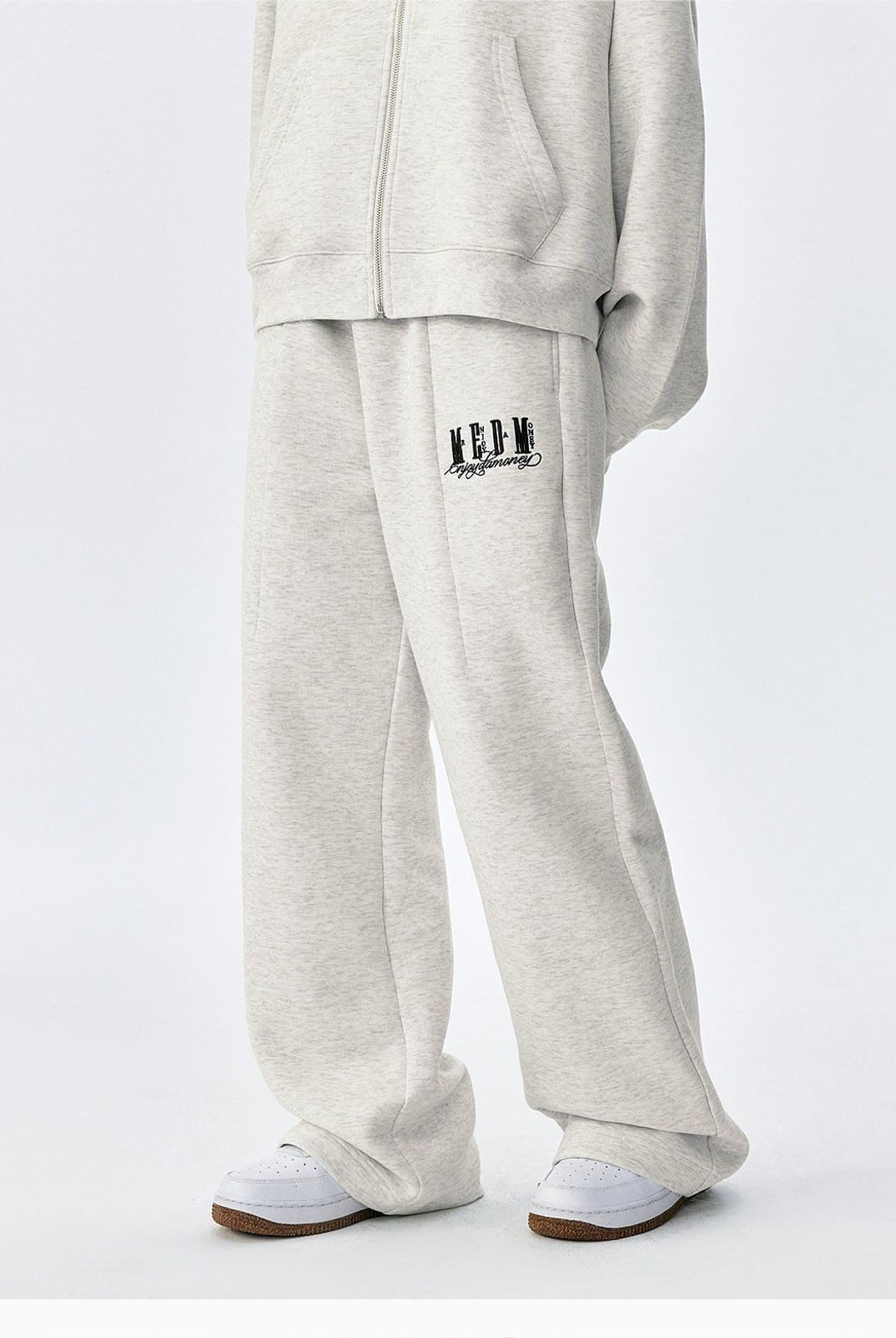 MEDM Cotton Blend Straight Leg Sweatpants in Heather Gray - On Model
