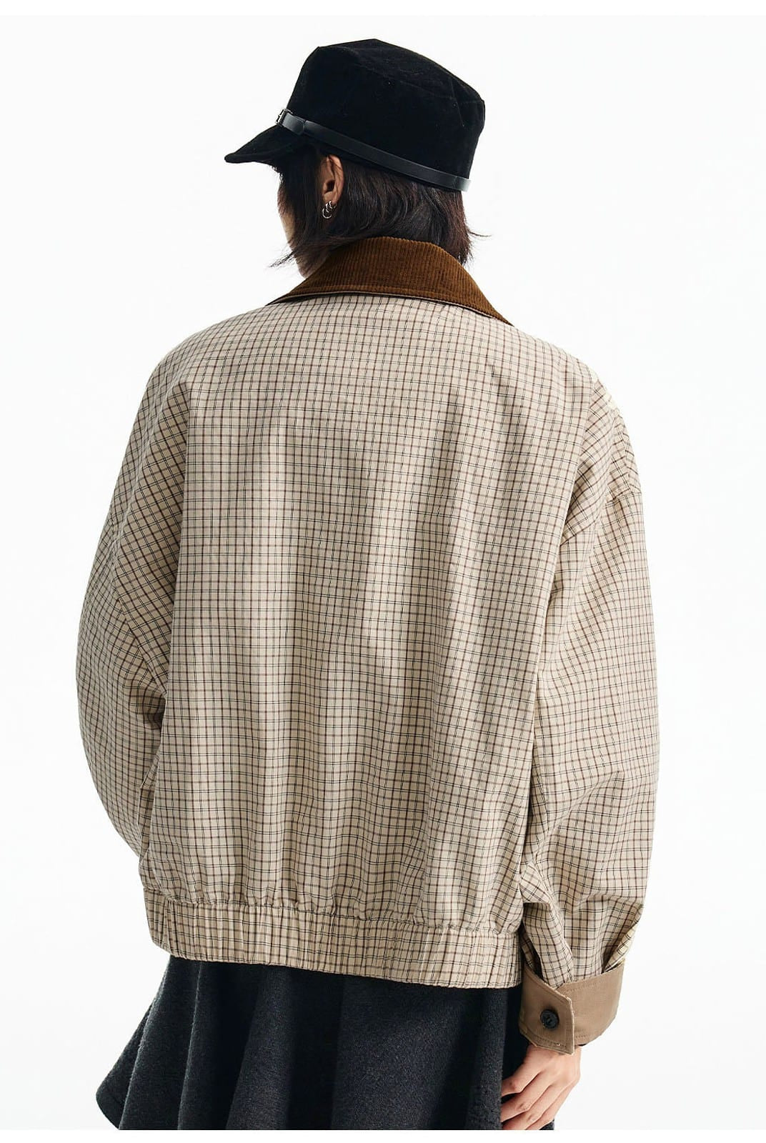 MEDM Reversible Cotton Zip Up Barn Jacket in Beige - On Model