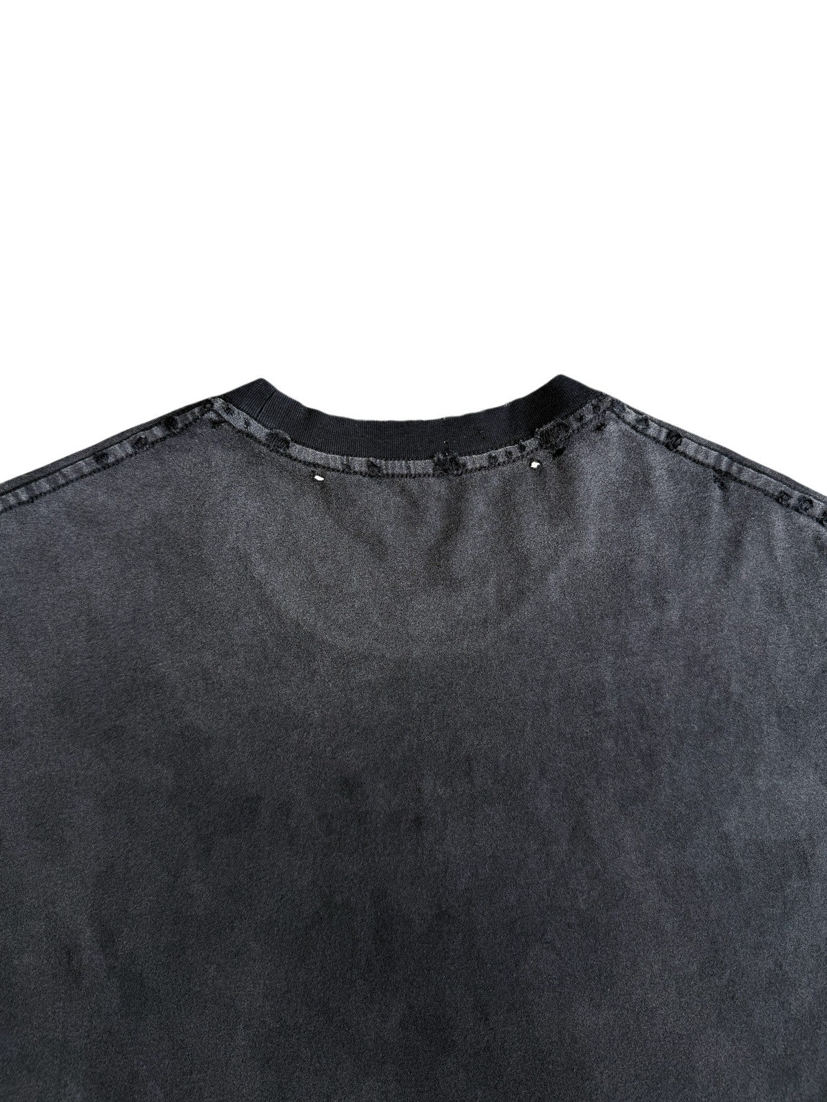 UNKNOWNWORLD Sun Faded Distressed Flag Print T Shirt in Black - Detail