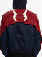 BLINDNOPLAN Layered Colorblock Racing Jacket in Red - On Model