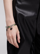 BLACKHEAD Double Layer Cat Charm Bracelet in Silver - On Female Model