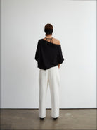 FaxCopyExpress Off Shoulder Overlay Sweatshirt in Black - On Model