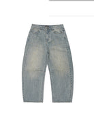 MASONPRINCE Distressed Slub Texture Vintage Jeans in Light Blue