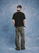 SOD Hand Tie Dye Distressed Straight Jeans in Gray - On Model