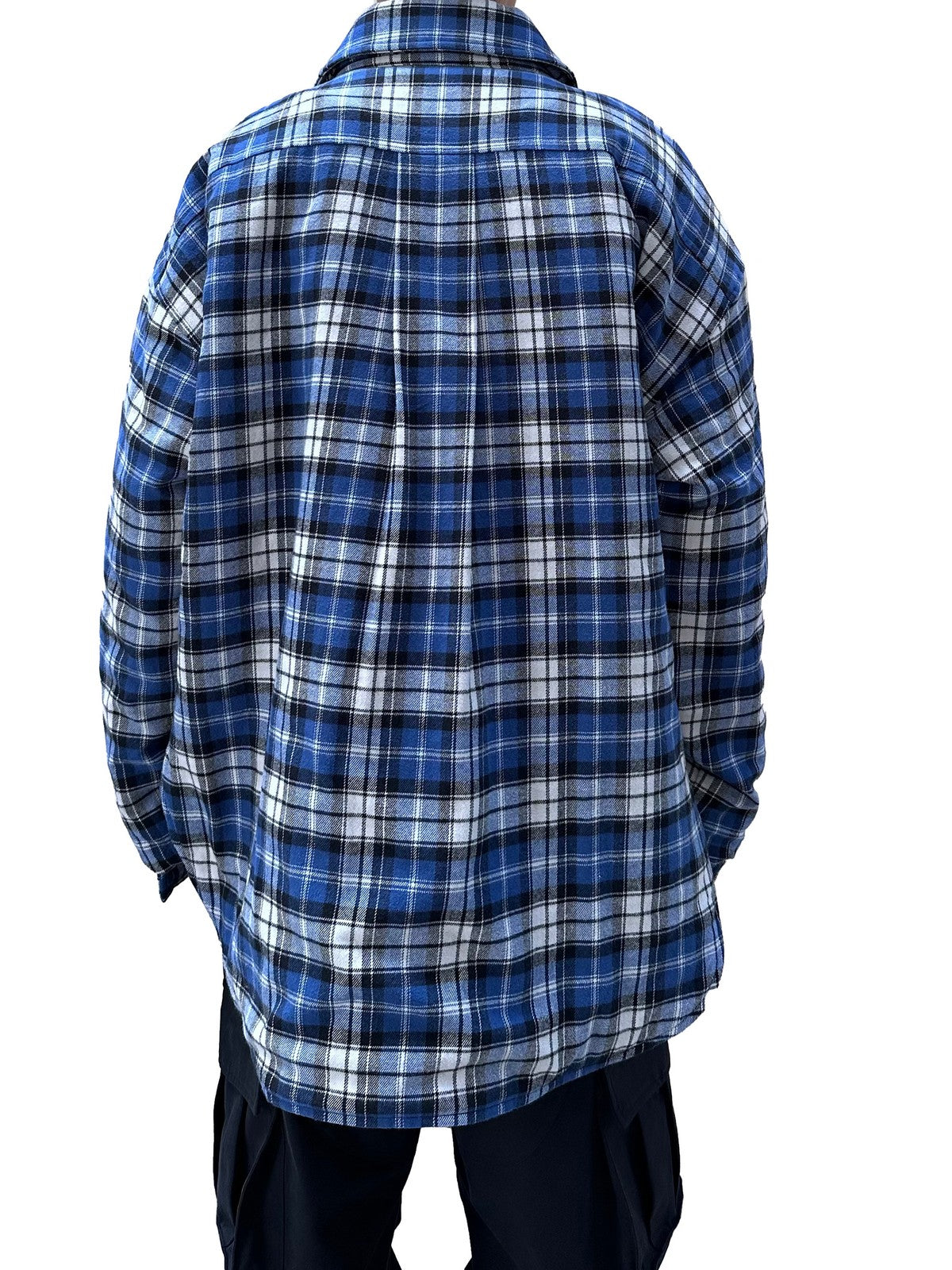 UNKNOWNWORLD Oversized Padded Flannel Shirt in White - On Model