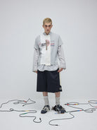 SOD Contrast Panel Mesh Shorts in Black - On Male Model
