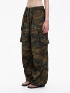 MASONPRINCE Camo Nylon Cargo Parachute Pants in Brown - On Model