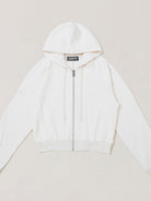 SMFK Garment Dyed Cotton Zip Up Hoodie in White