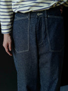 USAGE Vintage Neppy Cotton Straight Leg Jeans in Navy Blue - On Model