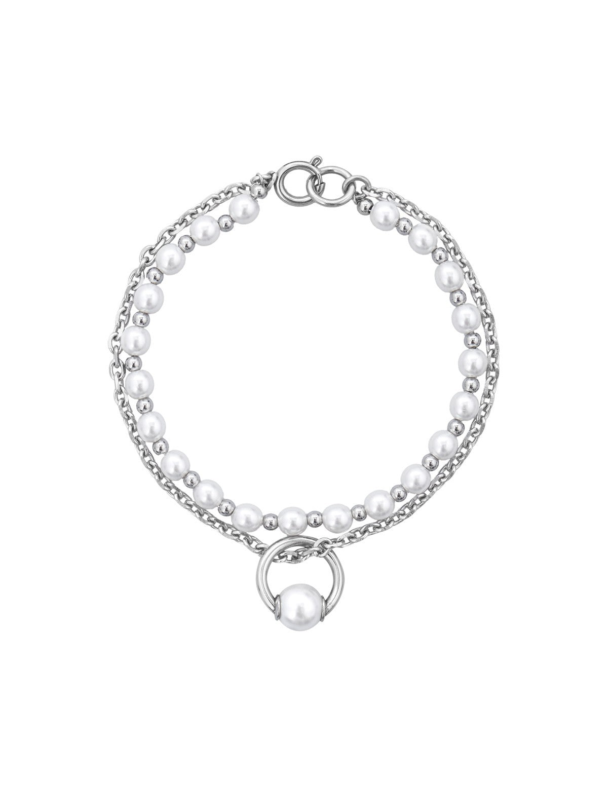 BLACKHEAD Double Layer Pearl Pendant Bracelet in Silver