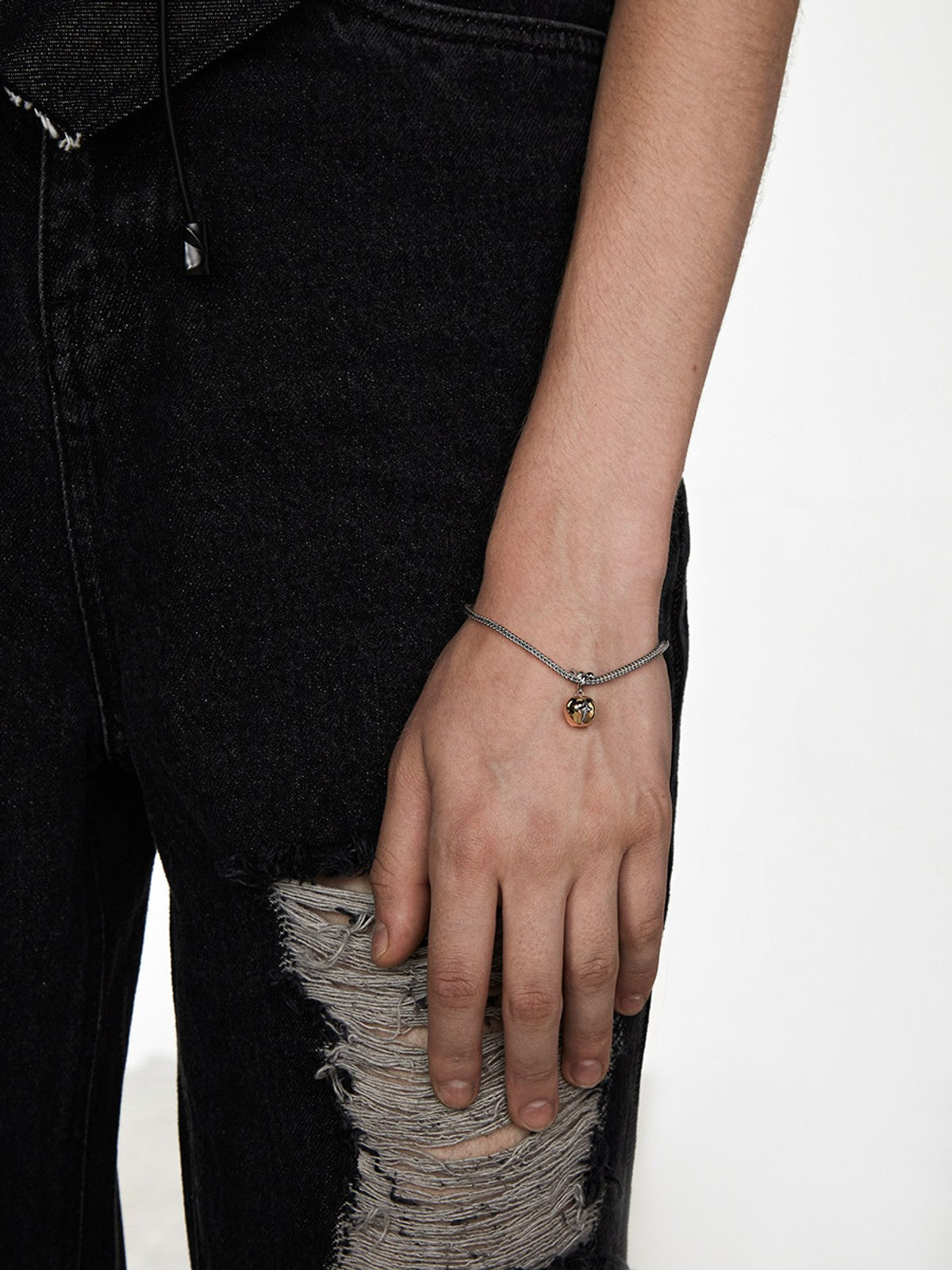 BLACKHEAD Two Tone Star Pendant Bracelet in Silver - On Model