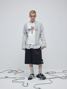 SOD Contrast Panel Mesh Shorts in Black - On Male Model