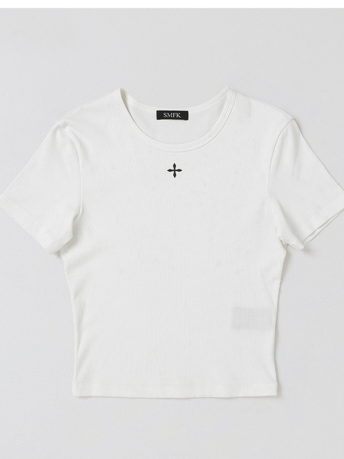 SMFK Silk Blend Short Sleeve Crop Top in White