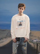 SOD Keanu Graphic Waffle Knit Top in White - On Male Model
