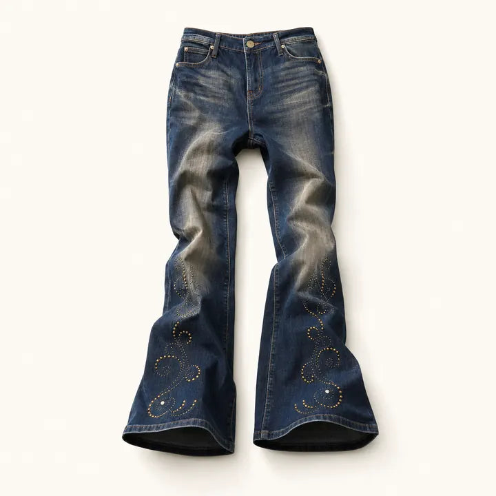 Mingstreet ASC launch still-life | BEERBRO | Studded Rhinestone Micro Flare Jeans | Navy | ready_now_existing_asset
