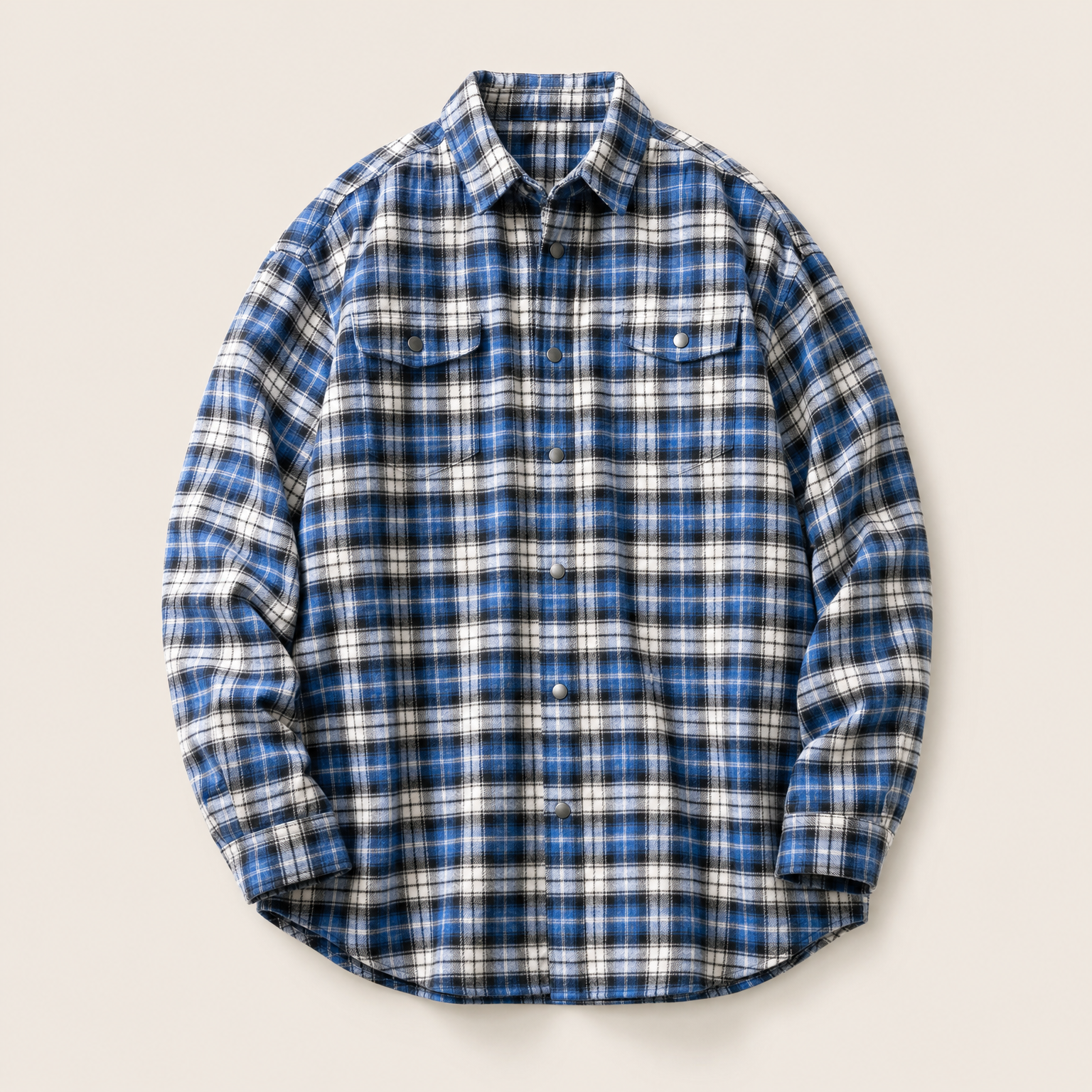 Mingstreet ASC launch still-life | UNKNOWNWORLD | Oversized Padded Flannel Shirt | White | ready_now_existing_asset