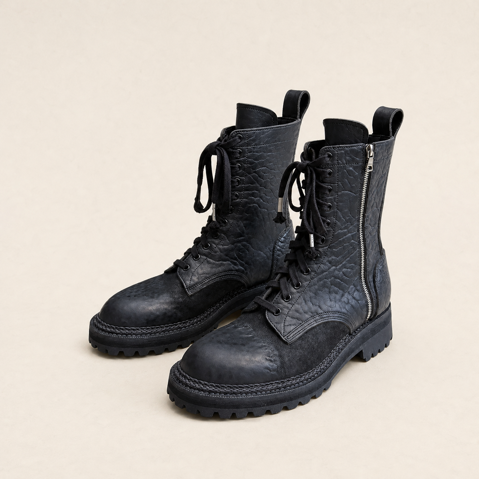 Mingstreet ASC launch still-life | UNKNOWNWORLD | Maryam Horse Leather Norwegian Welt Boots | Black | ready_now_existing_asset