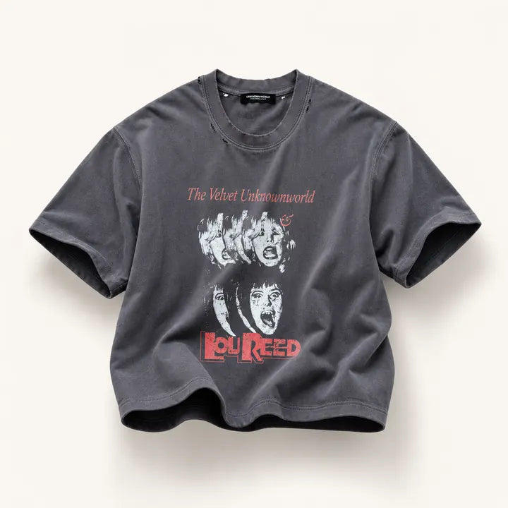 Mingstreet ASC launch still-life | UNKNOWNWORLD | Washed Distressed Graphic T Shirt | Gray | ready_now_existing_asset