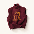 Mingstreet ASC launch still-life | BEERBRO | Graphic Cable Knit Turtleneck Vest | Burgundy | ready_now_existing_asset