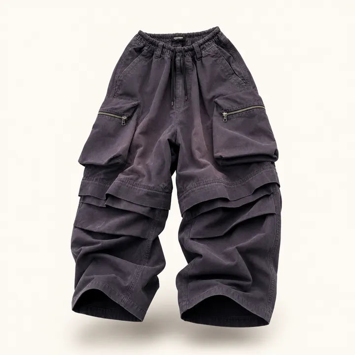 Mingstreet ASC launch still-life | UNKNOWNWORLD | Detachable Wide Leg Cargo Pants | Charcoal | ready_now_existing_asset